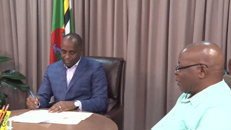 DPSU’s General Secretary Thomas Letang and PM Roosevelt Skerrit