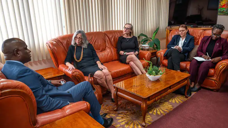 Prime Minister Skerrit with US Ambassador, H.E Linda S. Taglialatela