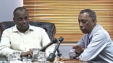 Dominica State College (DSC) President Dr. Donald Peters, Prime Minister Roosevelt Skerrit