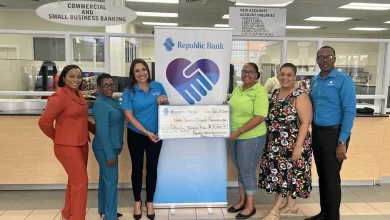 Republic-Bank Dominica Tracy Bartholomew Presenting Cheque to the West Dominica Federation
