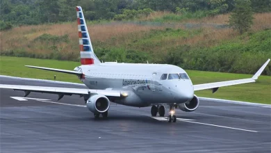 United Airlines at Douglas Charles Airport in Dominica