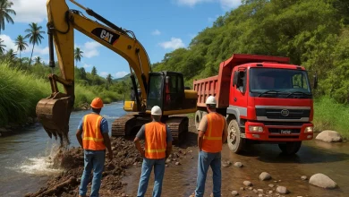 Dredging River in Dominica