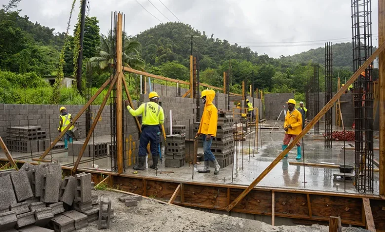 Ongoing Construction of the National Abattoir of Dominica, located in Layou Park