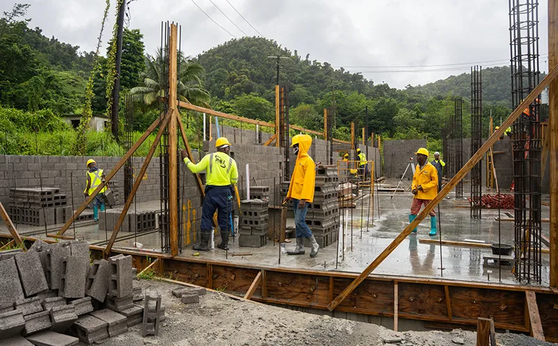 Ongoing Construction of the National Abattoir of Dominica, located in Layou Park