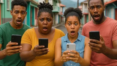 People on Their Phones Looking at a video on Social Media of a Healthcare Patient in Dominica