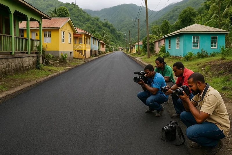 Taking Pictures of Asphalt Road Dominica