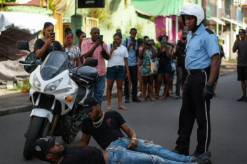 Crime Roseau Polcie Guys on the Street People Taking Pictures