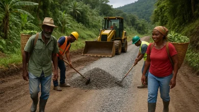 Road Rehabilitation works being Done on a Feeder Road in Dominica Rural Area