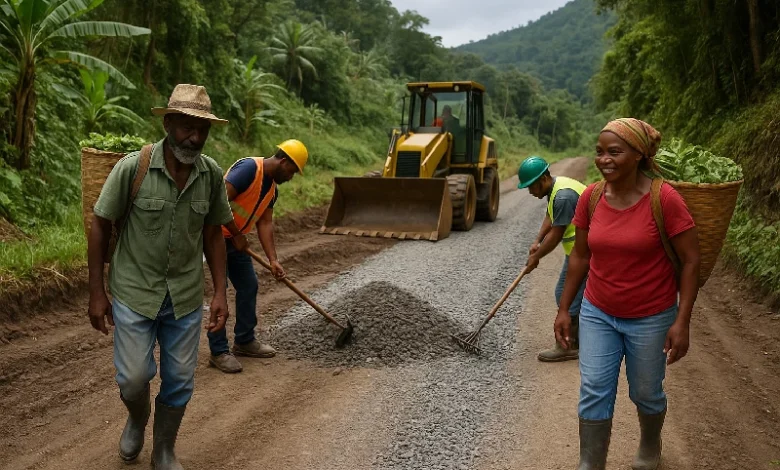 Road Rehabilitation works being Done on a Feeder Road in Dominica Rural Area