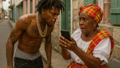 Old Dominica Woman in Fear of Criminal Man in Dominica