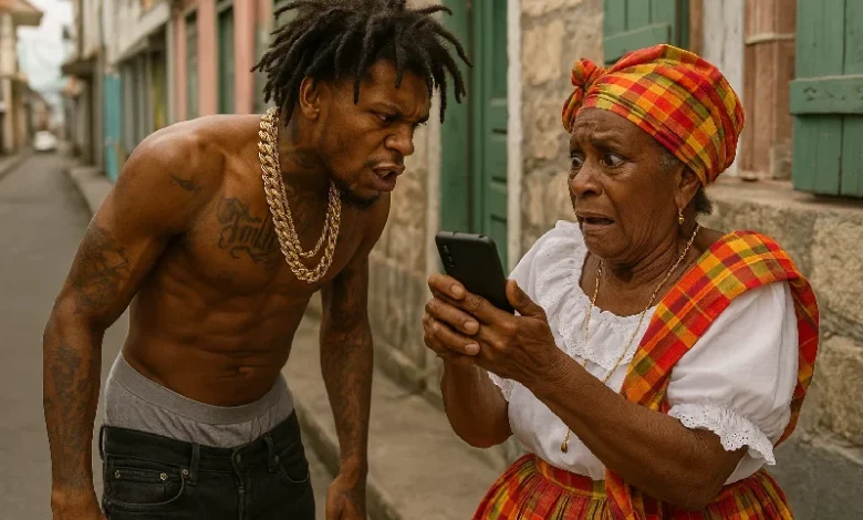 Old Dominica Woman in Fear of Criminal Man in Dominica