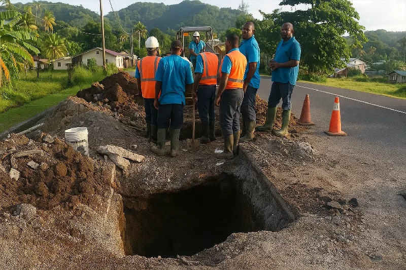 Road Water Works Rural Dominica