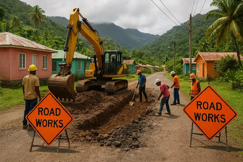 Road Works in Dominica Rural Village