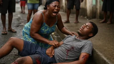 Mother Cries for the Son Shot in Roseau, On the Street in the Gutter while onlookers Stare without Helping