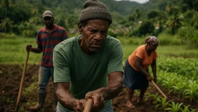 Agriculture Land Farmer Working On farm Land in Dominica