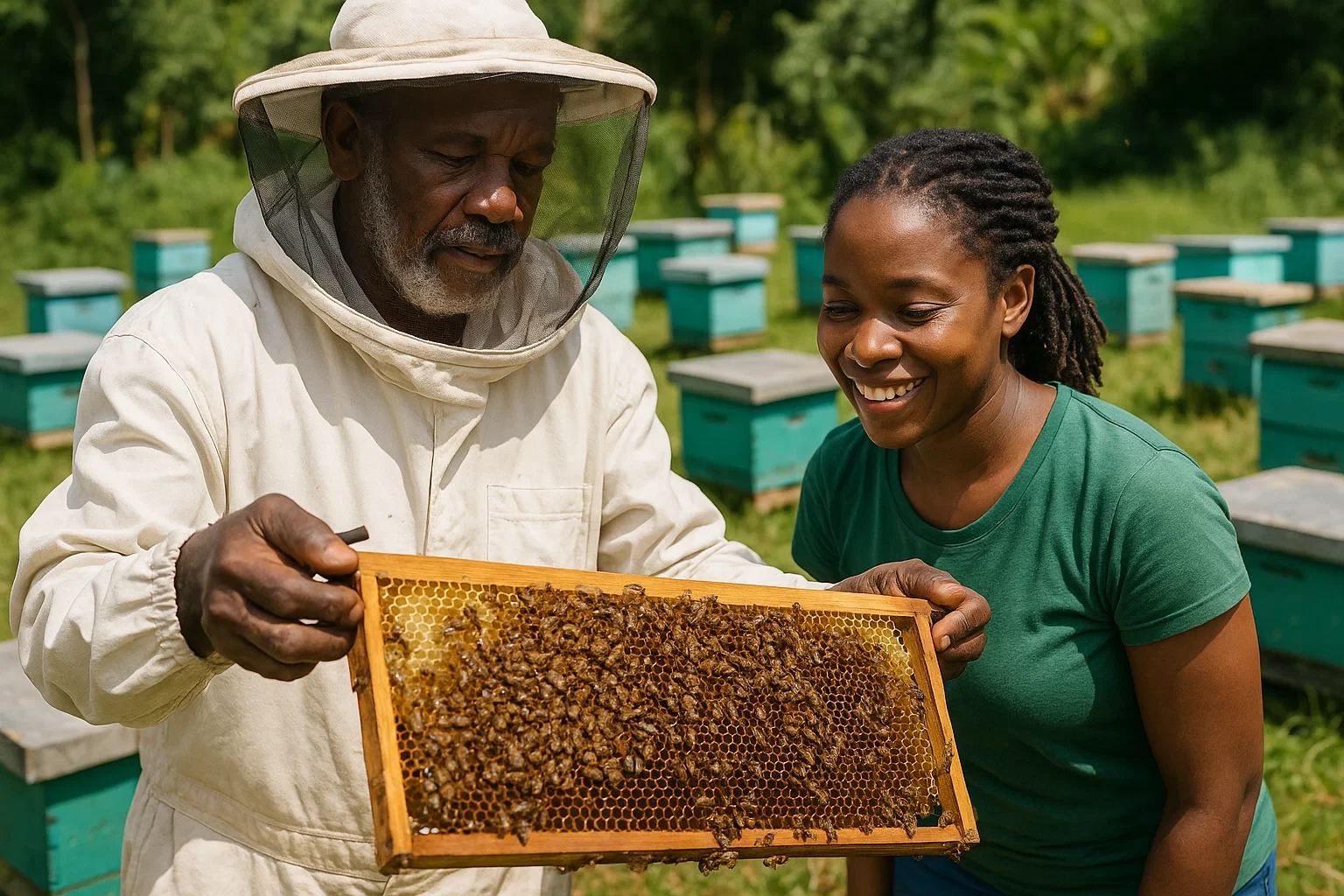 Honey harvesting and beekeeping