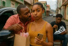 Older man giving Dominica Young Girl Gifts in Return for Sexual Favors