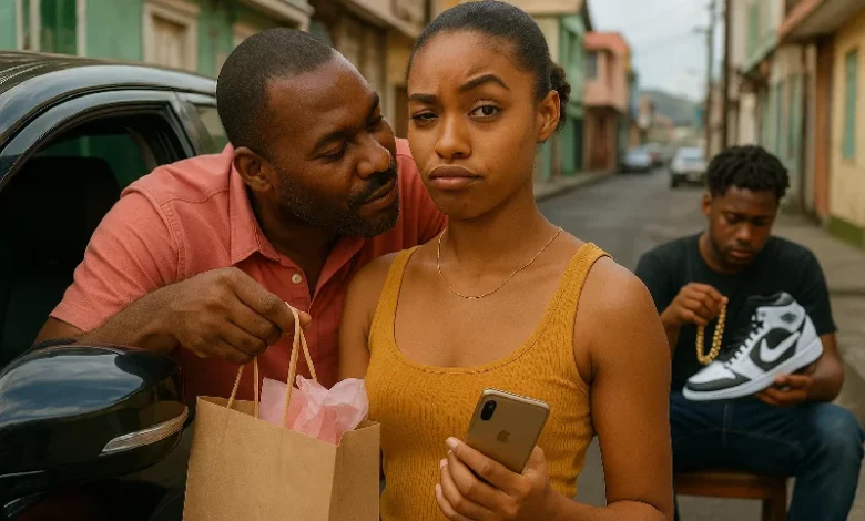 Older man giving Dominica Young Girl Gifts in Return for Sexual Favors