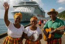 Dominican Cultural Performers Welcoming Cruise Visitors to Dominica