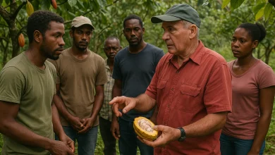Cuban Cocoa Farmer Trains Dominica Local Farms on Cocoa Farming on a Rural Farm