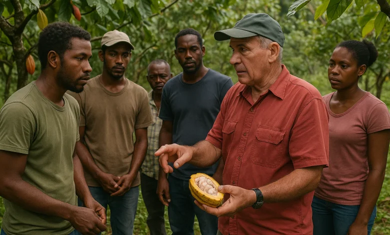 Cuban Cocoa Farmer Trains Dominica Local Farms on Cocoa Farming on a Rural Farm