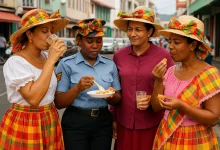 Women Wearing Creole Hats in Dominica Chapo Pay