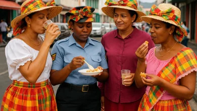 Women Wearing Creole Hats in Dominica Chapo Pay