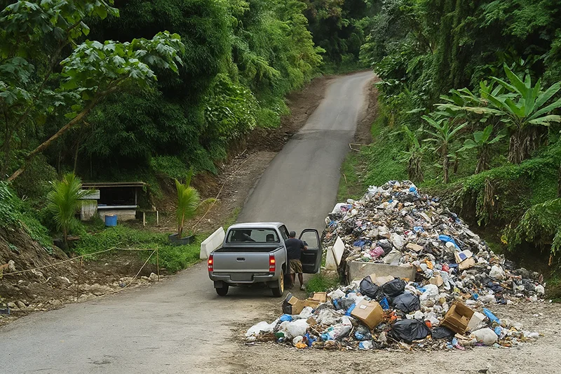 Illegal Dumping of Rubbish on Cochrane Road, Dominica