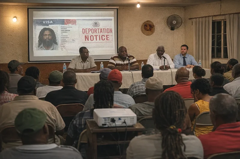 Dominican citizens attending an Electoral Reform Coalition forum discussing US visa restrictions and deportee policies