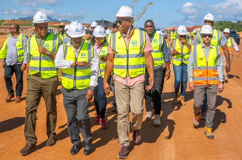 Skerrit with Ministers Airport Technical Project Staff at Tour