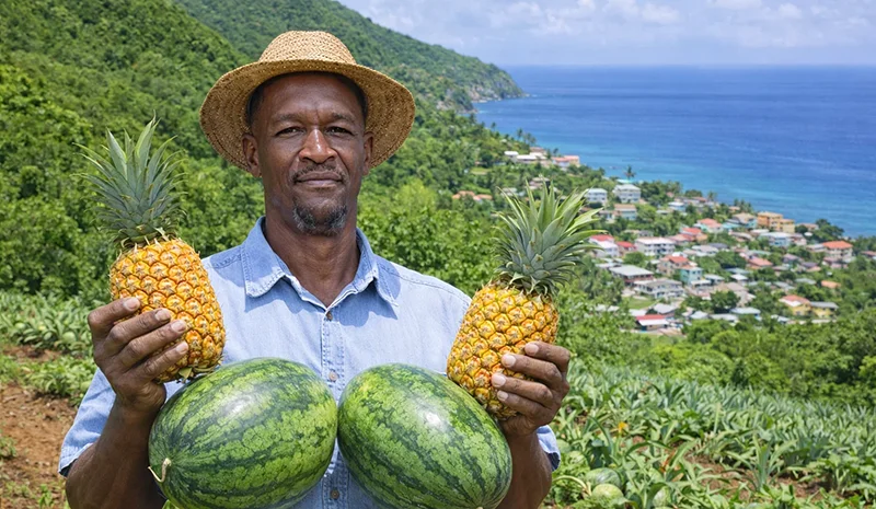 Stefan John Jules with his Pineapples and Watermelons