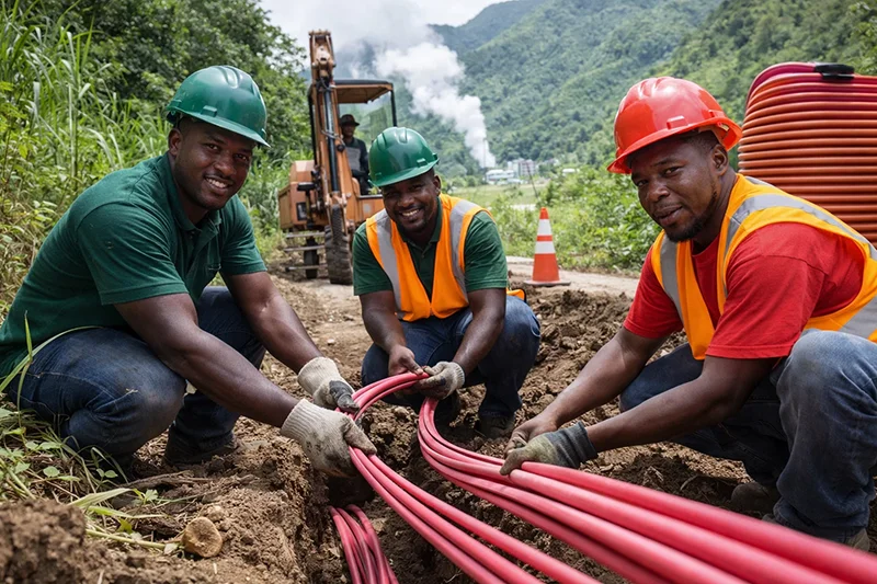 DGDC Laying down Fibre Optic Cables for New Geothermal Power Plant in Dominica