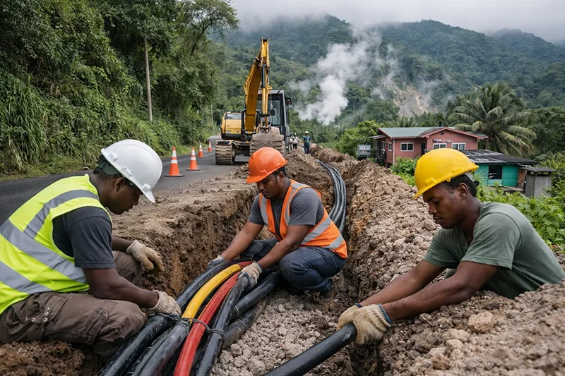 Installating the 69kV Underground Powerline