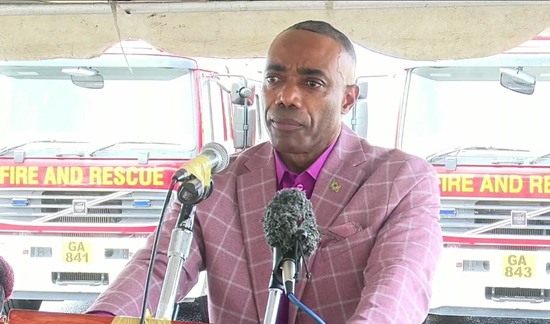 The Minister of National Security handing over ceremony of two fire trucks to the Fire and Ambulance Services
