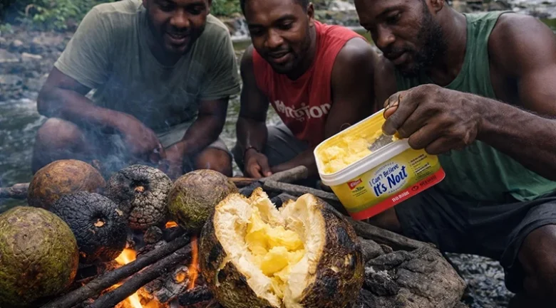 Roasted Breadfruit in Dominica